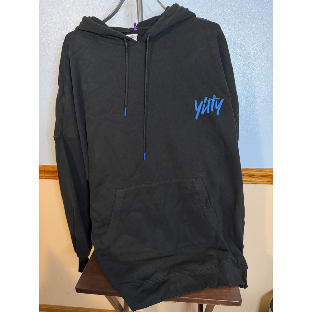 Yitty by Lizzo Black Oversized Hoodie Blue Embroidered Logo XL Sweatshirt